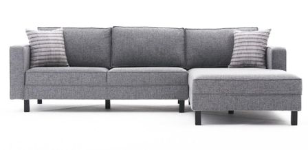 Canapé d'angle tissu lin gris Kalena 258 cm