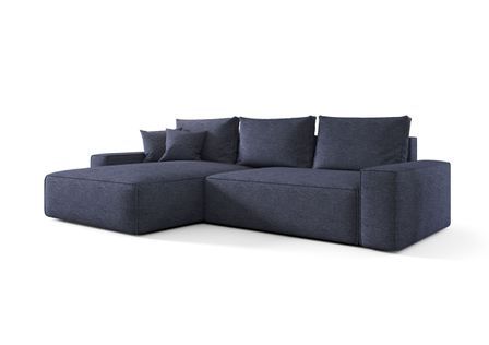 Canapé d’angle tissu tressé convertible avec coffre NINA