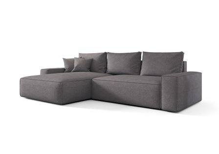 Canapé d’angle tissu tressé convertible avec coffre NINA