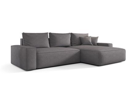 Canapé d’angle tissu tressé convertible avec coffre NINA