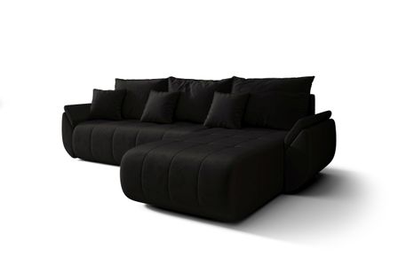 Canapé d’angle velours beige convertible avec coffre NOVA
