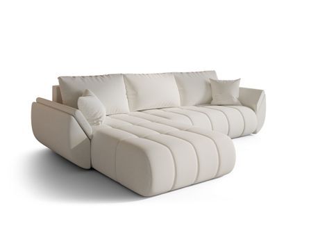 Canapé d’angle velours chenille convertible avec coffre ARCO