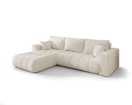 Canapé d’angle velours chenille convertible avec coffre ORIA