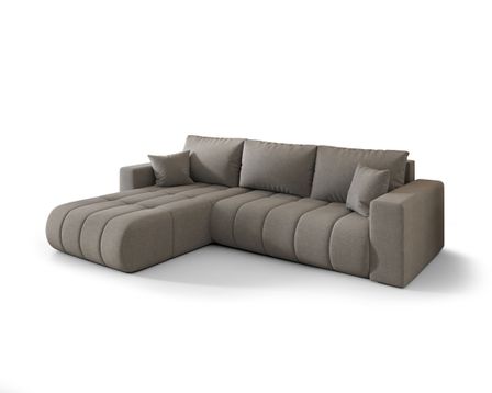Canapé d’angle velours chenille convertible avec coffre ORIA
