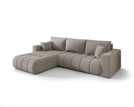 Canapé d’angle velours chenille convertible avec coffre ORIA