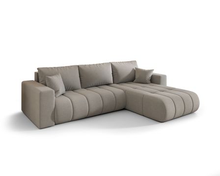 Canapé d’angle velours chenille convertible avec coffre ORIA