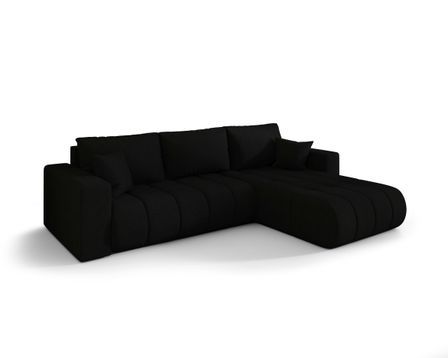 Canapé d’angle velours chenille convertible avec coffre ORIA