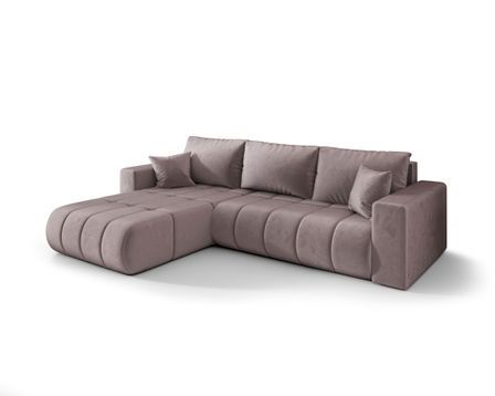 Canapé d’angle velours convertible avec coffre design ORIA