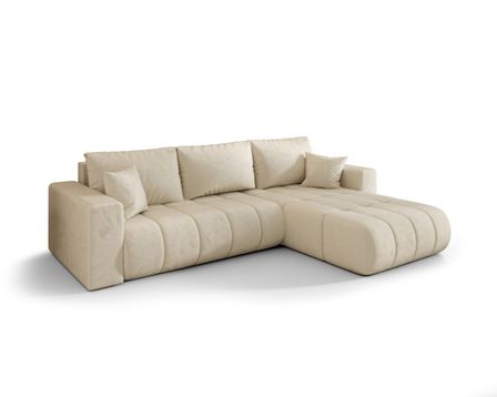 Canapé d’angle velours convertible avec coffre design ORIA