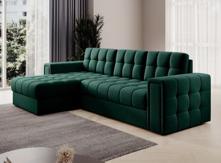 Canapé d’angle velours reversible et convertible Klumann – Élégance et praticité