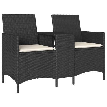 Canapé de jardin 2 places avec table et coussins résine tressée