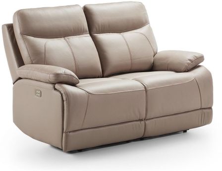Canapé de relaxation 2 places électrique cuir beige Ducka 154 cm