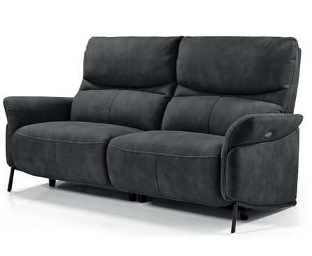 Canapé de relaxation 3 places électrique microfibre anthracite Pliza