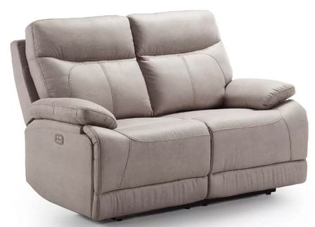 Canapé de relaxation 3 places électrique microfibre beige Ducka 194 cm