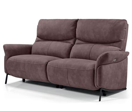 Canapé de relaxation 3 places électrique microfibre marron Pliza