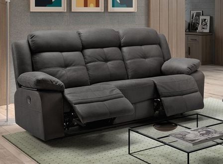 Canapé de relaxation électrique 3 places nubuck gris Pinya