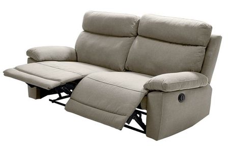 Canapé de relaxation manuel 3 places tissu beige Jorka