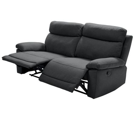 Canapé de relaxation manuel 3 places tissu gris Jorka