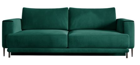 Canapé droit convertible 3 places DAVINA en tissu avec coffre et pieds en métal noir – 248 cm