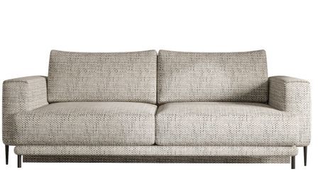 Canapé droit convertible 3 places tissu DAVINA 246 cm - Coffre & pieds métal noir