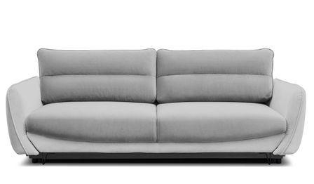 Canapé droit convertible 3 places tissu ZURIK 236 cm - Coffre de rangement & pieds métal noir