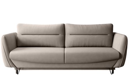 Canapé droit convertible 3 places tissu ZURIK 236 cm - Coffre de rangement & pieds métal noir