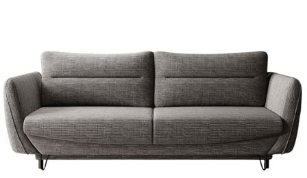 Canapé droit convertible 3 places tissu ZURIK 236 cm - Coffre de rangement & pieds métal noir