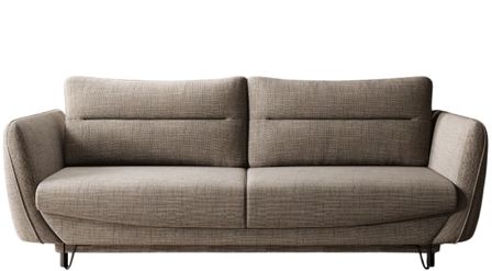 Canapé droit convertible 3 places tissu ZURIK 236 cm - Coffre de rangement & pieds métal noir