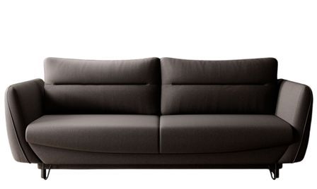 Canapé droit convertible 3 places tissu ZURIK 236 cm - Coffre de rangement & pieds métal noir