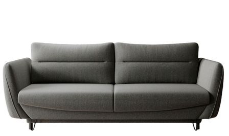 Canapé droit convertible 3 places tissu ZURIK 236 cm - Coffre de rangement & pieds métal noir