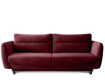 Canapé droit convertible 3 places tissu ZURIK 236 cm - Coffre de rangement & pieds métal noir