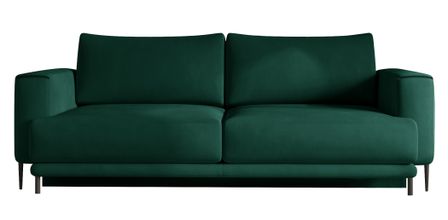 Canapé droit convertible 3 places DAVINA en velours avec coffre et pieds en métal noir – 248 cm