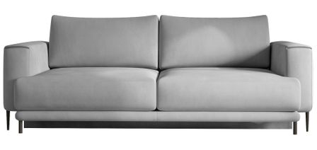 Canapé droit convertible 3 places DAVINA en velours avec coffre et pieds en métal noir – 248 cm