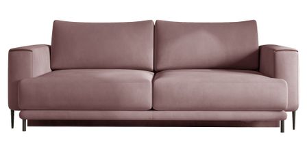 Canapé droit convertible 3 places velours DAVINA 246 cm - Coffre & pieds métal noir