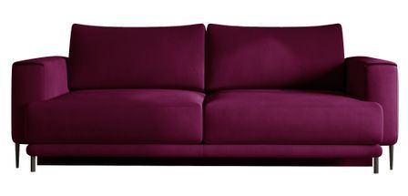 Canapé droit convertible 3 places velours DAVINA 246 cm - Coffre & pieds métal noir