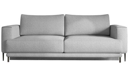 Canapé droit convertible 3 places velours DAVINA 246 cm - Coffre & pieds métal noir