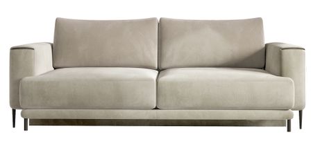 Canapé droit convertible 3 places DAVINA en velours avec coffre et pieds en métal noir – 248 cm