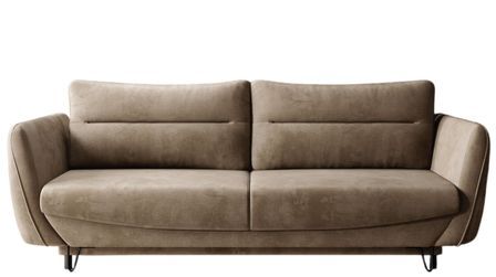 Canapé droit convertible 3 places velours ZURIK 236 cm - Coffre de rangement & pieds métal noir