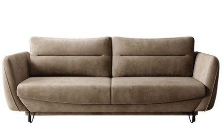 Canapé droit convertible 3 places velours ZURIK 236 cm - Coffre de rangement & pieds métal noir