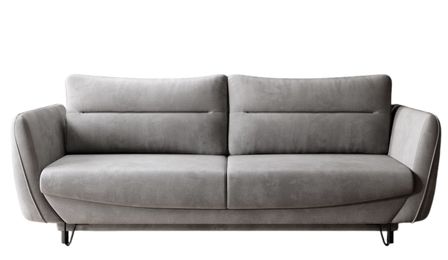 Canapé droit convertible 3 places velours ZURIK 236 cm - Coffre de rangement & pieds métal noir