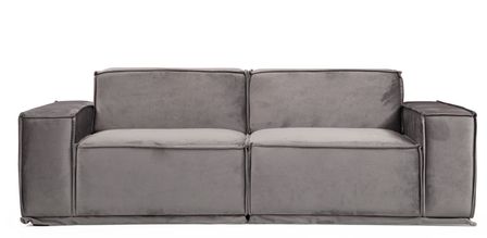 Canapé droit modulable velours gris Kego