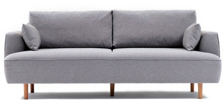 Canapé droit tissu gris clair 3 places Akena 230 cm