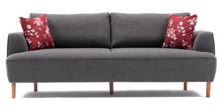 Canapé droit tissu gris foncé 3 places Akena 230 cm