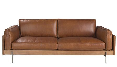 Canapé en cuir brun tabac VERLA