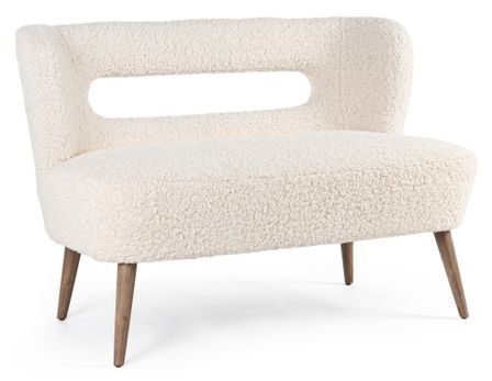 Canapé en polyester à effet de laine blanc 2 places Tina