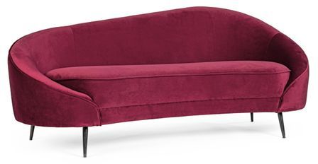 Canapé en polyester à effet de velours rose foncé 2 places Sera