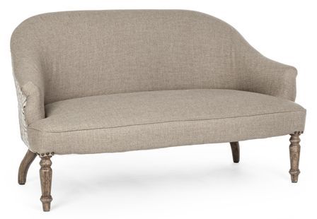 Canapé en polyester et lin beige 2 places Nazia