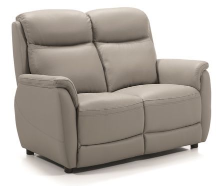 Canapé fixe 2 places cuir beige taupe Kaliza 131 cm