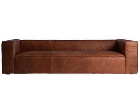 Canapé KURZA – Grand 3/4 places en cuir de vache marron