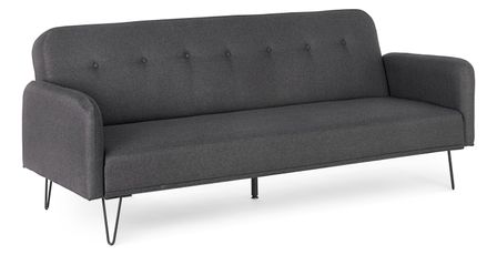 Canapé lit 3 places tissu polyester noir Becky
